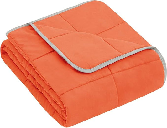 yescool Weighted Blanket (7 lbs, 41" x 60", Orange) Cooling Heavy Blanket for Sleeping Perfect for 60-90 lbs, Breathable Blanket with Premium Glass Bead, Machine Washable-StrideForce Fitness
