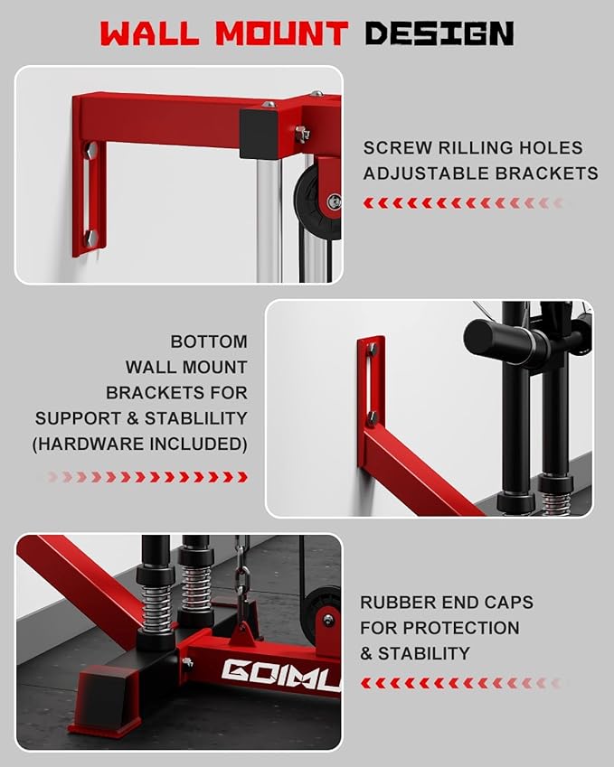 Wall Mount Cable Station, WM1 Cable Crossover Machine with 17 Positions, High and Low Cable Crossover Machine with Removable Footplate for Garage Home Gym-StrideForce Fitness
