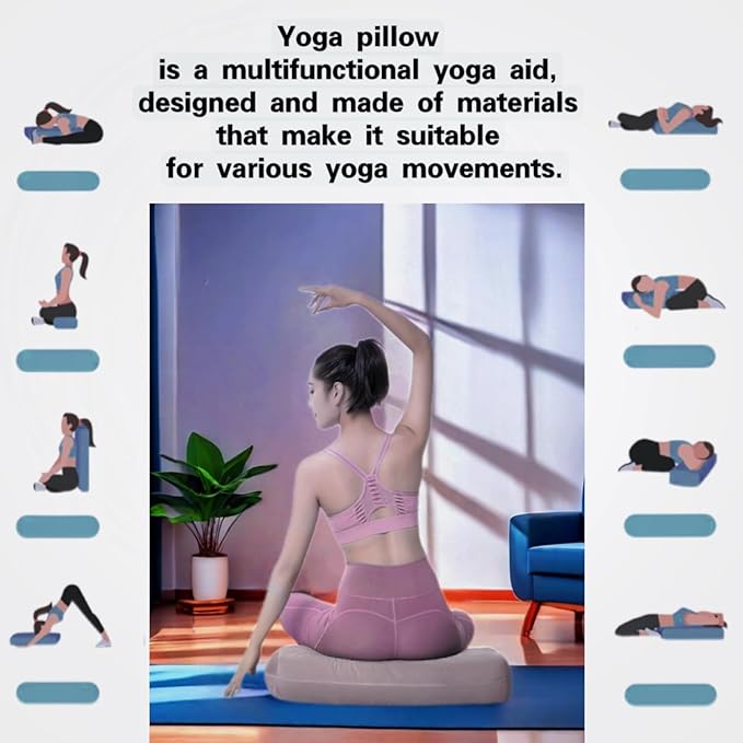 NGT new guide steps Yoga Bolster Pillow for Meditation and Support - Rectangular Yoga Cushion Foam Wedges Washable Suede Pillowcase for Men and Women with Carry Handles.…-StrideForce Fitness