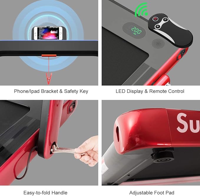 GYMAX Walking Pad, 2.25HP Foldable Treadmill with Smart App & Remote Control, Bluetooth LED Monitor, Small Spaces Compact Running Machine, Folding Portable Under Desk Treadmill for Home Office-StrideForce Fitness