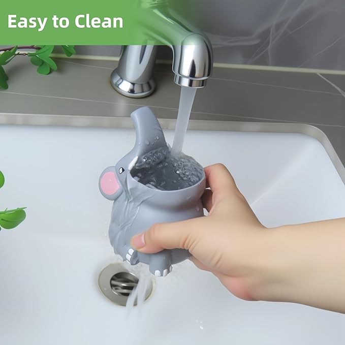 Kids Toothbrush Holder Toothbrush Organizer – Durable Silicone Animal Tooth Brush Holder – Easy to Clean Toothbrush and Toothpaste Holder – Toothbrush Holders for Bathrooms by Lily’s Home - Elephant