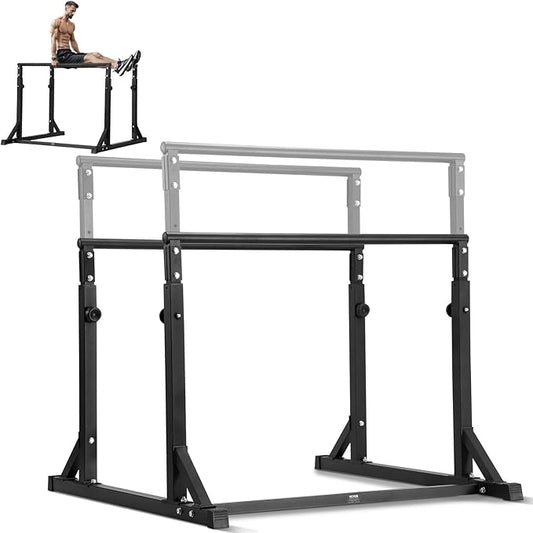 VEVOR Dip Bar, 800 lbs Capacity, Heave Duty Dip Stand Station with Adjustable Height, Fitness Workout Dip Bar Station Stabilizer Parallette Push Up Stand, Parallel Bars for Strength Training Home Gym-StrideForce Fitness