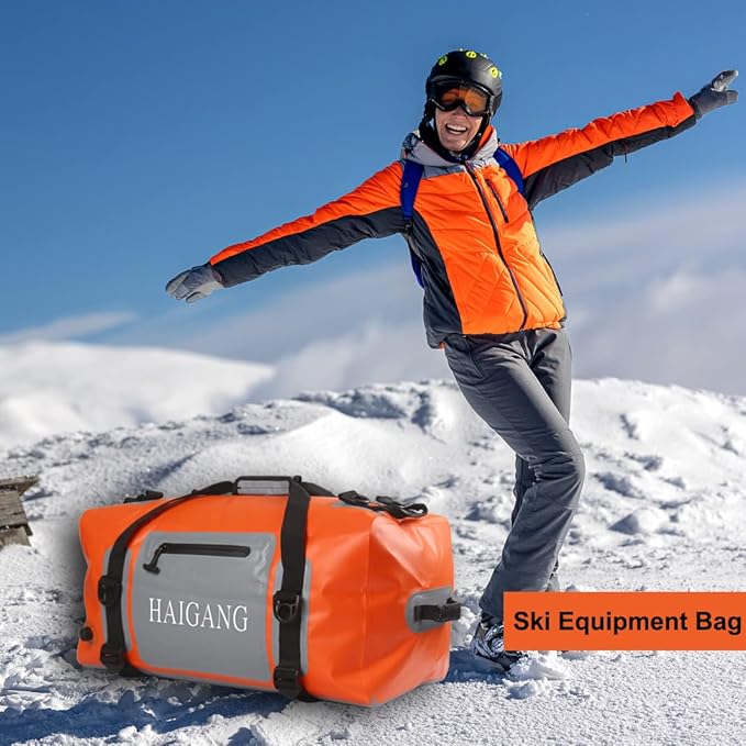 150L Waterproof Duffel Bag Travel Dry Bag, Large Capacity, Adjustable Thickened Straps and Handles, Zip Closure, Air Valve, Keep Equipment Safe, Suitable for Boating Rafting Orange-StrideForce Fitness
