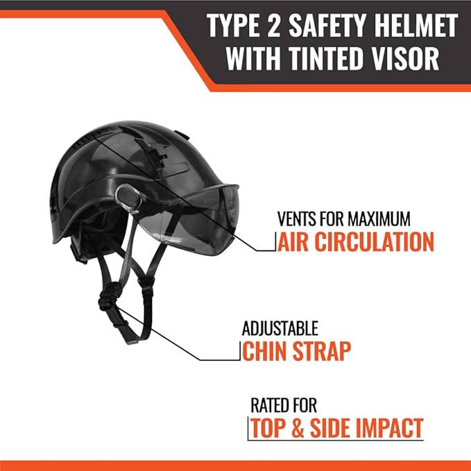 Malta Dynamics APEX Type 2 Safety Helmet – OSHA and ANSI Z89.1 Compliant Safety Hard Hats for Construction Workers and Vented Helmet for Head Protection-StrideForce Fitness