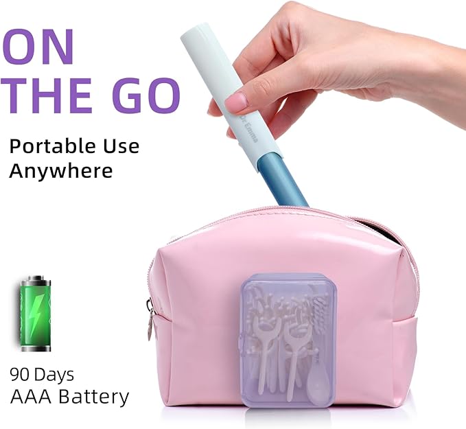 Dr. Emma Electric Vibration Flosser with Replaceable Floss Picks and Toothbrush, Power Flosser for Adults, Dental Flosser Kit for Teeth Cleaning, Water Flosser Alternative, Purple