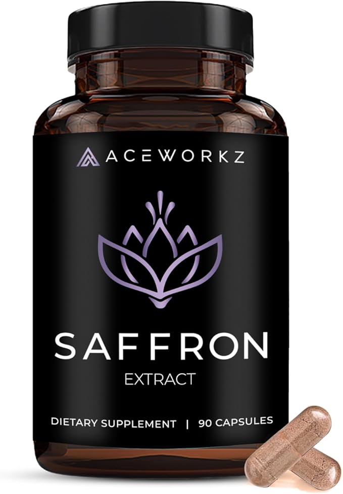 ACEWORKZ Saffron Supplement - 100% Pure Saffron Extract Capsules - Support Weight Management, Craving Control & Eye Health - for Women & Men (90 Capsules)-StrideForce Fitness