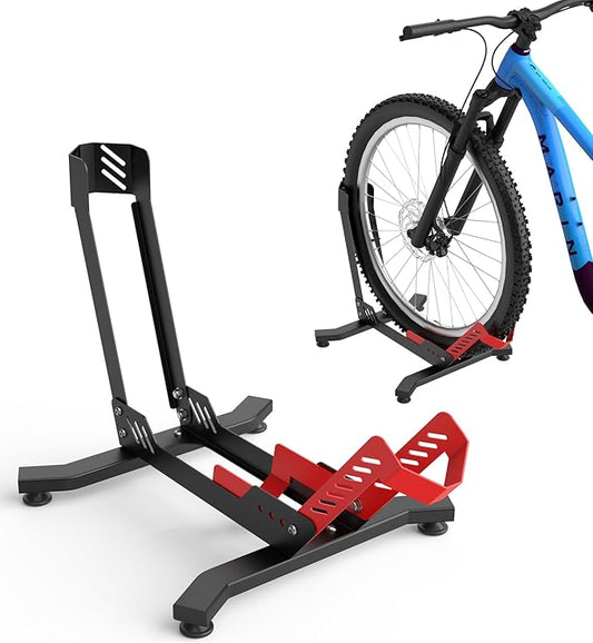 Bike Floor Stand, Portable Bike Storage for Garage - up to 3.5" Tire Wide, MTB & Road Bicycle Floor Stand, Front and Rear Wheel Parking Rack Fit for 26"-29" Bikes-StrideForce Fitness