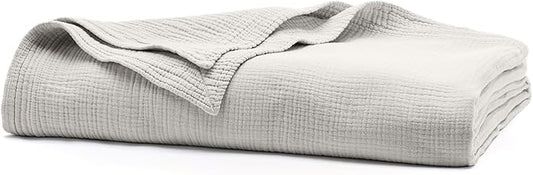 BOLL & BRANCH Dream Bed Blanket - Twin/Twin XL, Mist - Luxury 100% Organic Cotton - Soft, Lightweight and Breathable - Cloud-Like Touch-StrideForce Fitness