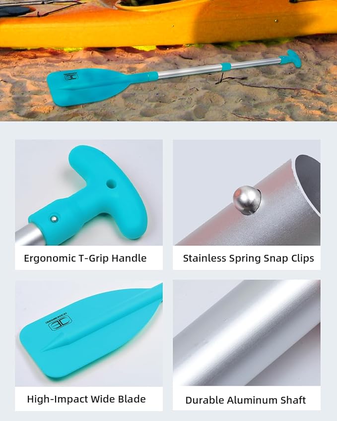 OCEANBROAD Telescoping Emergency Paddle 21''-42''（Assembling Required）/26''-54'' Aluminium Shaft for Kayaking Boating Canoeing River Tubing-StrideForce Fitness