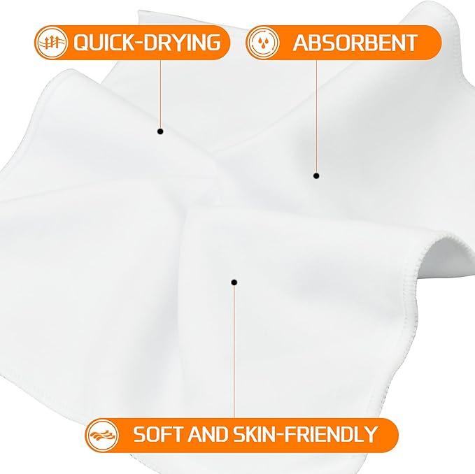 12 Pack Sweat Absorbing Handkerchiefs,Gym Workout Towels Microfiber Sweat Rags Towels for Men & Women, Running Sports accessories Small Cloth for Face Hand,Black Hankies (10" x 10")-StrideForce Fitness