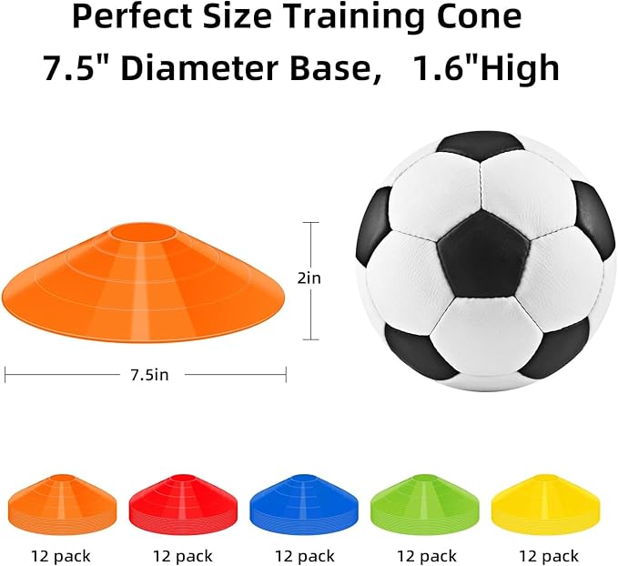 60/120 Pack Agile Soccer Cones with Portable Bags & Brackets,Sports Cones,Cone Sport,Agile Soccer Cones Used for Football Training…-StrideForce Fitness