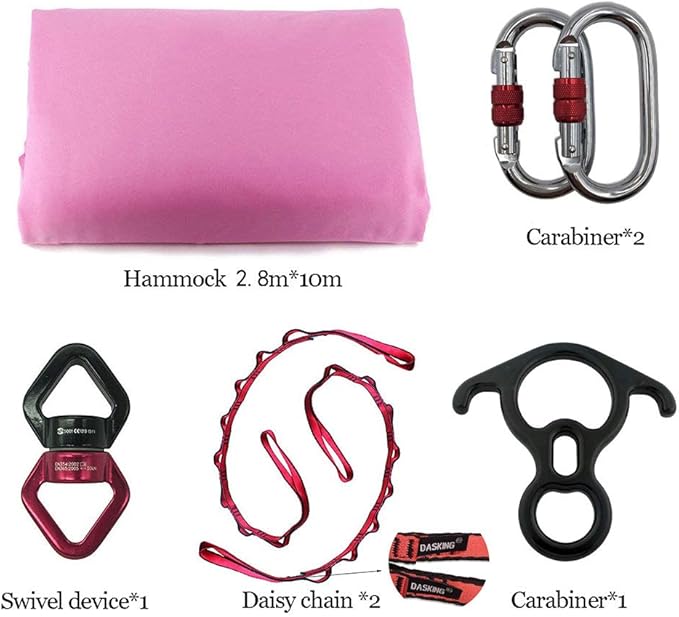 DASKING Aerial Silks Starter Kit - Durable 11Yards of Aerial Yoga Hammock with Hardware, Aerial Swing for Acrobatic Flying Yoga & All Levels (Aerial Rigging Point Up to 14ft)-StrideForce Fitness
