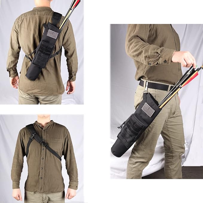 KRATARC Archery Lightweight Back Arrow Quiver Dual Use Foldable Compact Hip Arrows Bag with Molle System Pocket Hanged for Target Shooting Hunting-StrideForce Fitness