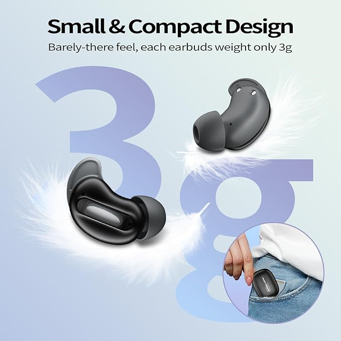 Sleep Earbuds, Mini ANC Wireless Earbuds Bluetooth 5.4 Headphones Deep Bass Stereo, 48H Playtime Ear Buds, 4 ENC Noise Cancelling Mic, In Ear IP7 Waterproof Earphones for Side Sleepers,Touch Control-StrideForce Fitness