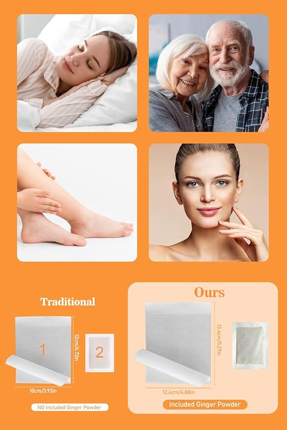 Foot Pads - 60Pads Pure Natural Ginger Powde Bamboo Vinegar Pads, Goodnight Foot Pads for Travel or Home Use-StrideForce Fitness