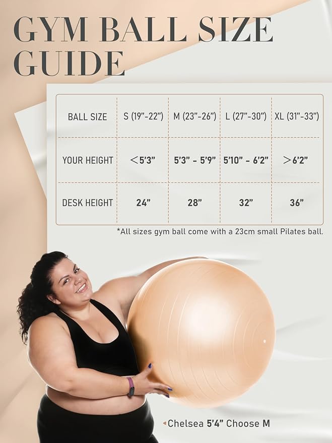 Yoga Ball for Exercise, Pilates Set, 4 Sizes Fitness Ball for Workout, Birthing, Pregnancy, Physical Therapy- Pump Included-StrideForce Fitness