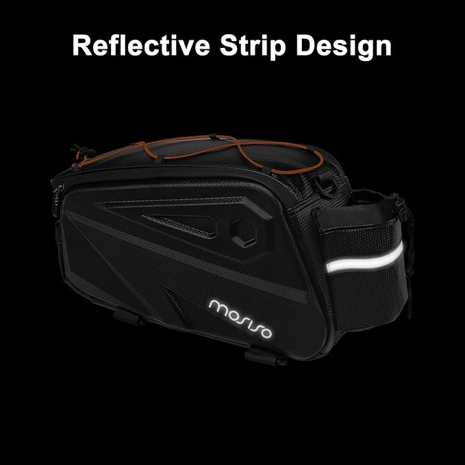 MOSISO Bike Rack Bag, Waterproof Bike Rear Rack Handbag Bicycle Trunk Bag, 14L EVA Mountain Bicycle Rear Seat Storage Saddle Pouch Cycling Luggage Pouch with Shoulder Strap, Orange-StrideForce Fitness