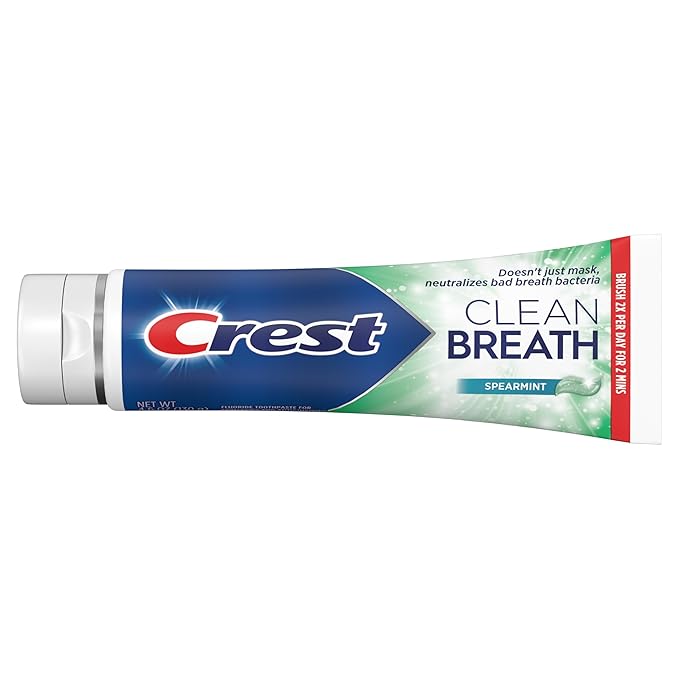 Crest Toothpaste Clean Breath Spearmint 4.6oz – Neutralizes Bad Breath, Antibacterial Protection, Fights Cavities, Freshens Breath, Gently Whitens