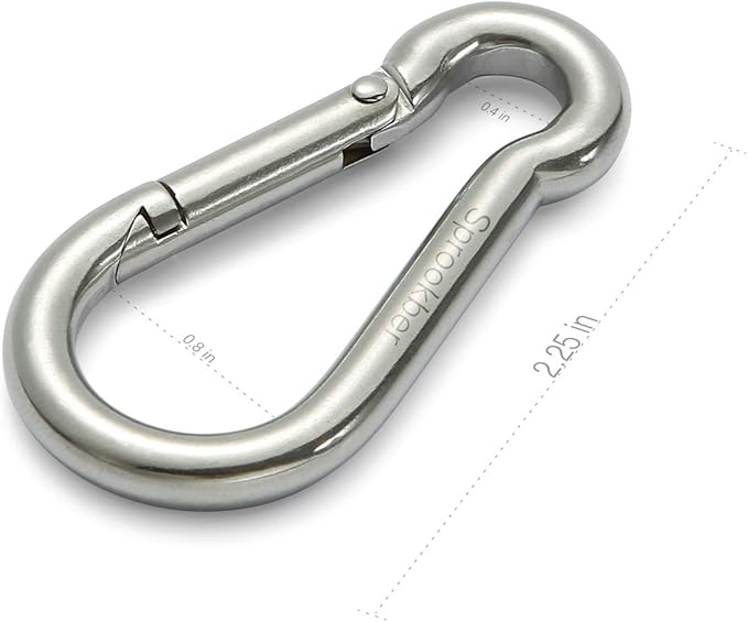 sprookber Stainless Steel Carabiner Spring Snap Hook - 304 Stainless Steel Heavy Duty Clips, Set of 4-StrideForce Fitness