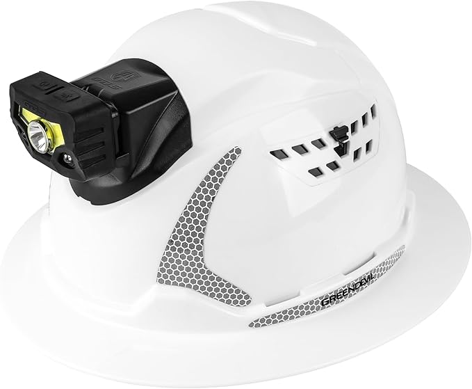 GREEN DEVIL Matrix Full Brim Hard Hat with Headlight Vented Construction Safety Helmet OSHA Approved Cascos De Construccion Work Hardhat for Men&Women-StrideForce Fitness