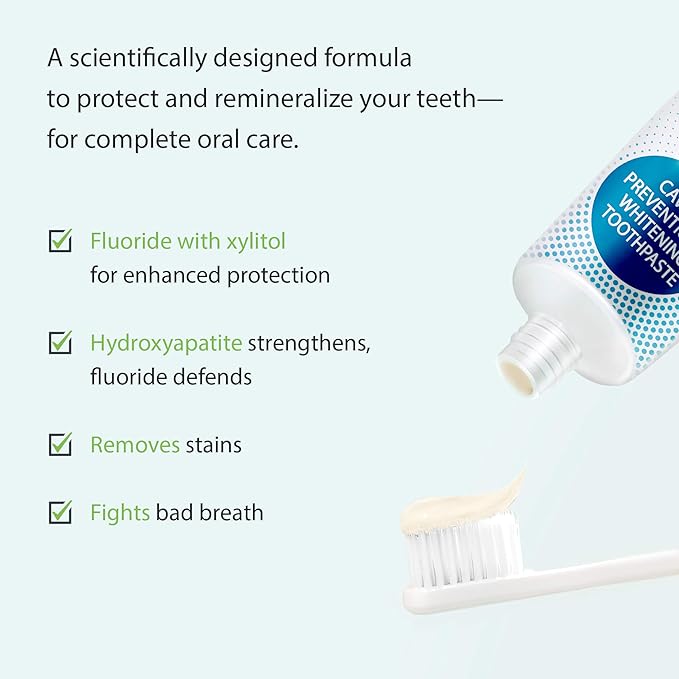 Hydroxyapatite Toothpaste for Adults – Fluoride Anticavity, Teeth Whitening, Enamel Repair & Remineralization, SLS Free, Xylitol for Cavity Protection, Tartar Remover, Fresh Mint 3.52 OZ