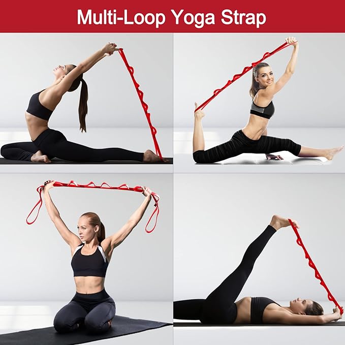 DASKING 23KN (5070 lbs) Heavy Duty Climbing Straps - 2 Pack Adjustable Daisy Chain Webbing for Aerial Yoga, Hammock, Fitness & Rigging - CE/EN566 Certified, Red/Grey-StrideForce Fitness