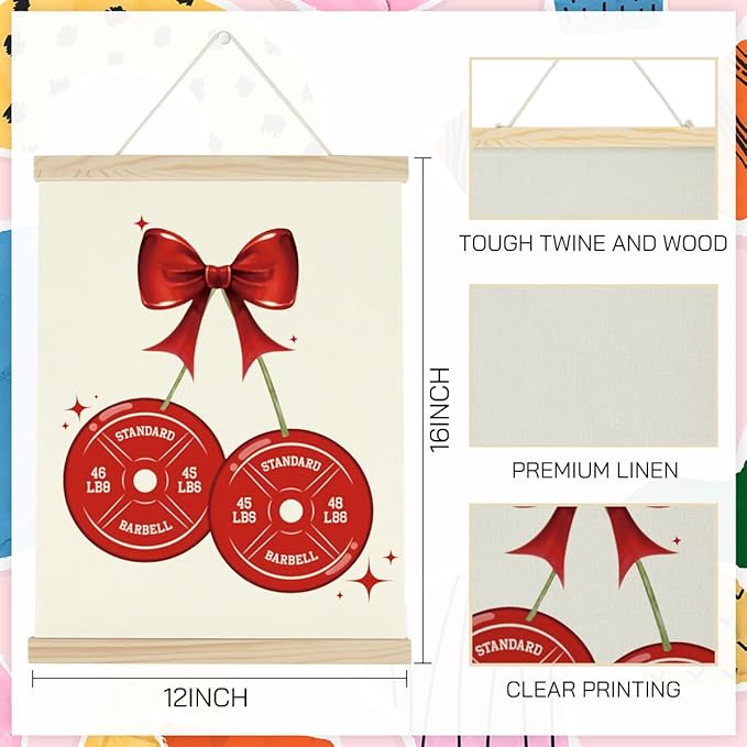 Gym Bow Dumbbell Motivational Posters College Dorm Posters Gifts for Girls Friends Gym Flag Wall Art Decor Sign for Home Gym Bedroom Office-StrideForce Fitness