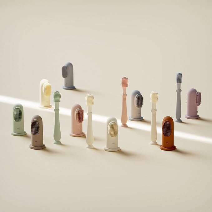 Moonkie Baby Finger Toothbrush Tongue Oral Cleaner Kit for 3 Months +, 2 Pcs (Cloud)