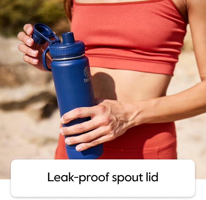 Takeya Actives Water Bottle with Spout Lid - Bottle with Double Stainless Steel Insulation - Dishwasher Safe & BPA-Free - Bottle with Spout Lid & Removable Bumper - 32 oz, Cucumber-StrideForce Fitness