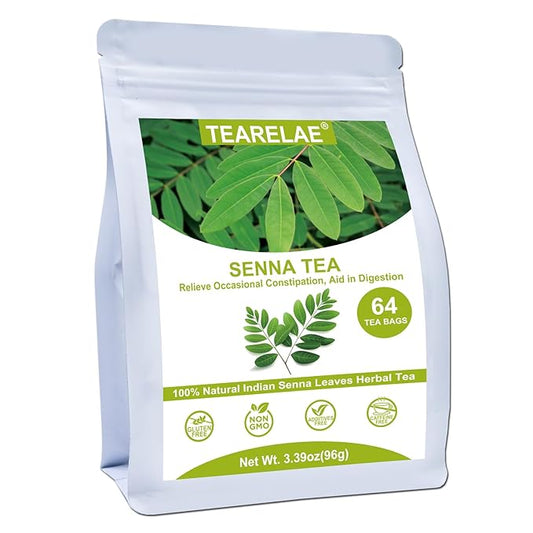TEARELAE - Senna Tea - 1.5g x 64 Count Senna Leaves Tea Bags - Premium Indian Senna Leaves - Relieve Constipation, Aid in Digestion - Caffeine-Free, Non-GMO-StrideForce Fitness