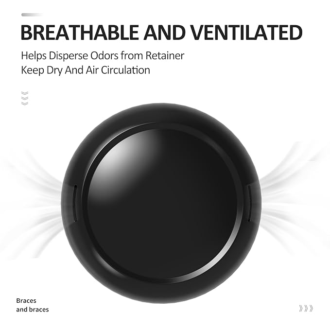 Retainer Case with Mirror and Lanyard,Slim Aligner Case with Vent Holes,Cute Dental Brace Box with Retainer Removal Tool and Brush