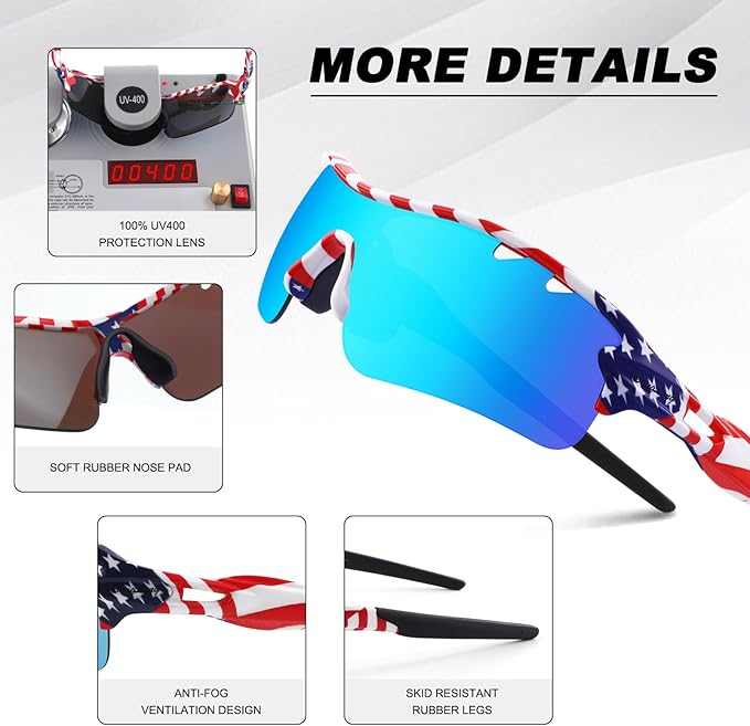 BangLong Polarized Sports Sunglasses Cycling Sun Glasses for Men Women with 5 Interchangeable Lenes for Running Baseball Golf-StrideForce Fitness
