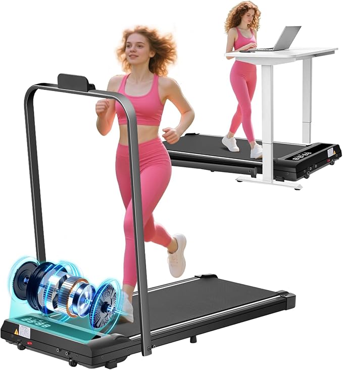 Walking Pad Treadmill with Handle Bar, 3.5HP Compact Electric Walking Pads Treadmills with Handles for Home Apartment Small, 0.6-10MPH Portable Foldable Folding Small Treadmill Home, 400LBS Capacity-StrideForce Fitness