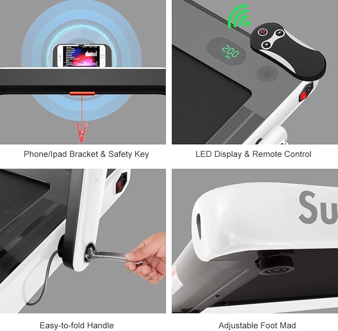 GYMAX Walking Pad, 2.25HP Foldable Treadmill with Smart App & Remote Control, Bluetooth LED Monitor, Small Spaces Compact Running Machine, Folding Portable Under Desk Treadmill for Home Office-StrideForce Fitness