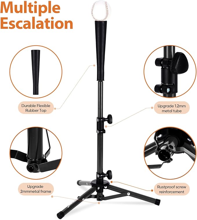 Baseball Softball Tee for Kids Toddles 3-10 Years Batting Hitting Tee T Ball Set Stand for Baseball Trainer Easy Adjustable Height 20.5''-29.5''Portable w/Carry Bag for Indoor Outdoor-StrideForce Fitness