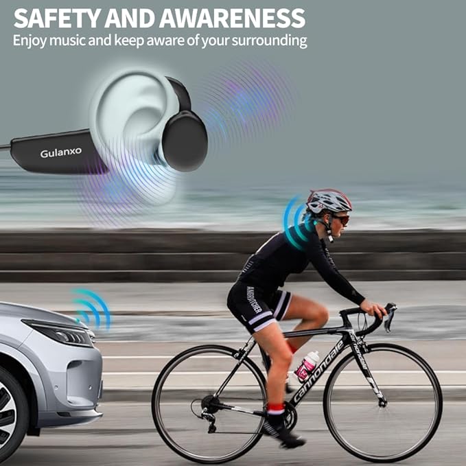 Open Ear Headphones, Open Wireless Earphones, 15HBluetooth Playback 5.3 Sports Earphones, Built-in Microphone, Suitable for Sports Running,Exercise (Deep Black)-StrideForce Fitness