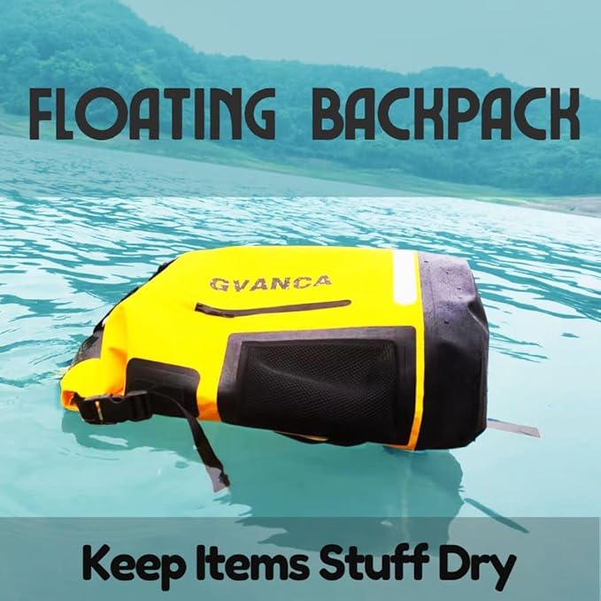 Waterproof Dry Bag Backpack for Kayaking, Roll Top Kayak Dry Backpack, Floating Outdoor Dry Sack Boating Sailing Canoeing Rafting Fishing Camping 55L Yellow-StrideForce Fitness
