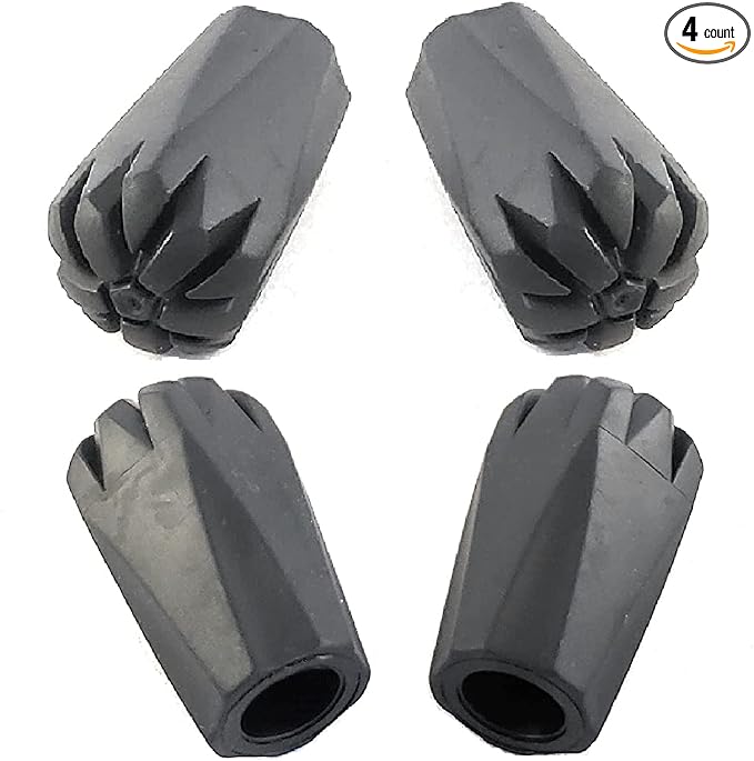 4 Pack of Extra Durable Rubber Replacement Tips (Replacement Feet/Paws/Ferrules/Caps) for Trekking Poles - Fits All Standard Hiking and Nordic Walking Poles-StrideForce Fitness