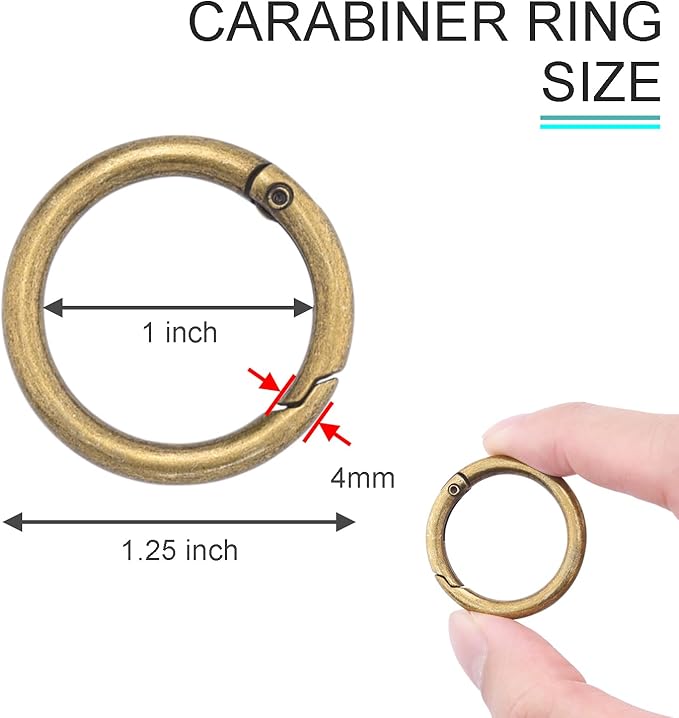 10Pack 1 Inch Metal Spring O Rings Clip Keychain, Round Carabiner Clips Keyrings Snap Hook Buckle, Purse Shoulder Bag Chain Rings Clip Replacement Paracord Keychain Lanyard Leather DIY Crafts (Bronze)-StrideForce Fitness