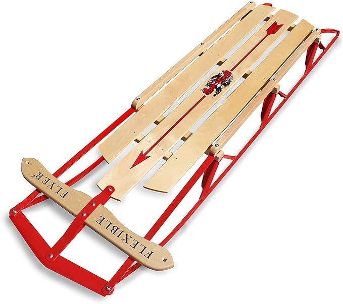 Flexible Flyer Metal Runner Sled. Steel & Wood Steering Snow Slider-StrideForce Fitness