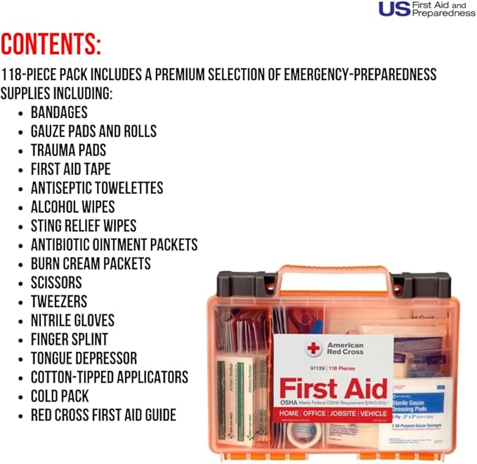 Officially Licensed Product, 25 Person First Aid Kit, 118 Piece Emergency Medical Supplies to Clean & Treat Minor Injuries, Hard Case Box for Home, Business, Job Site, Car-StrideForce Fitness