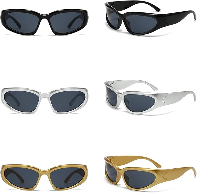 SOAR&EAGLE Y2K 3Pack Polarized sunglasses Wrap Around Men's Women's sunglasses Fashion Sport Shades Sun Glasses-StrideForce Fitness