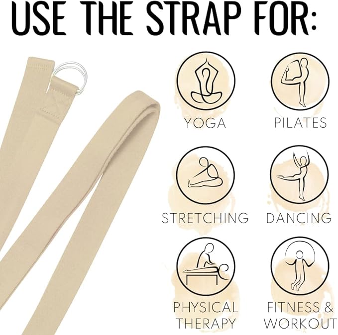 TECEUM Yoga Strap & Mat Strap – 2 IN 1 – Cotton – 6 ft 8 ft 10 ft (30+ colors) – Adjustable Non-Slip Belt for Yoga, Pilates, Stretching, Physical Therapy, Fitness & Home Workout – For Carrying Mats-StrideForce Fitness