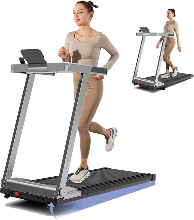 Treadmill with 5% Incline, 300lbs Capacity Folding 15 HP Small Treadmills for Home Portable Running Treadmill with Handles Quiet Brushless Dual Cushion System, Electric Compact Treadmil-StrideForce Fitness