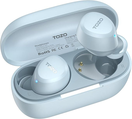 TOZO A1 Wireless Earbuds Bluetooth 5.3 Light Weight in Ear IPX5 Waterproof Headphones 2 Mic for AI Calls, Immersive Premium Sound Bass Headset with Charging Case, 32 Presets EQ Customization via App-StrideForce Fitness