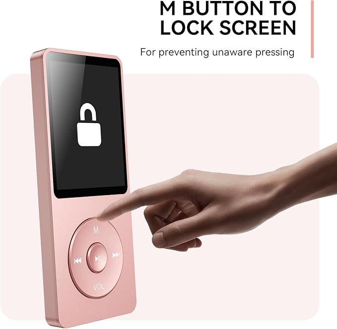 AGPTEK A02 MP3 Player with Bluetooth 5.3, 1.8 inch Screen Portable Music Player with Speaker, FM Radio, Voice Recorder, Supports Expanded Up to 128GB(Rose Gold, 32GB)-StrideForce Fitness