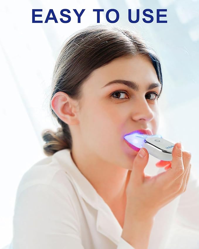 MySmile Teeth Whitening Strips Kit 14 Treatments with 28 LED Light - 10 Min Non-Sensitive Fast Whitening Teeth Enamel Safe Teeth Whitener - Helps to Remove Deep Stains