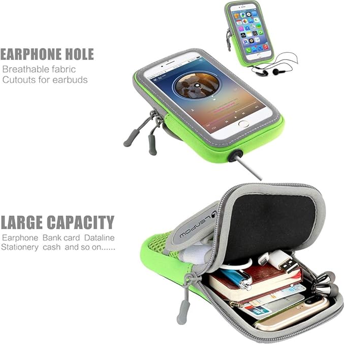 LENPOW Multifunctional Outdoor Sports Armband Sweatproof Running Armbag Casual Arm Package Bag Gym Fitness Cell Phone Bag Key Holder for iPhone 16 15 14 13 12 Pro MAX Plus Samsung Galaxy Note S24 S23-StrideForce Fitness