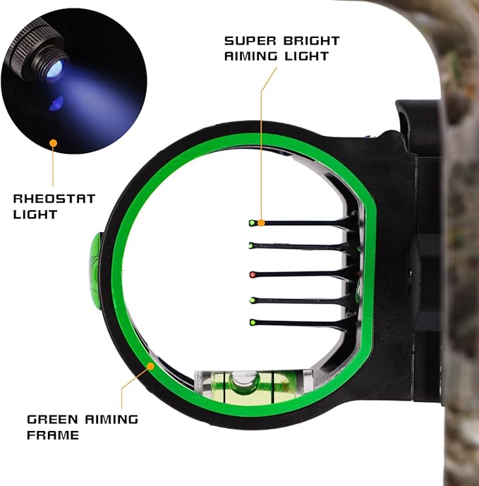 LWANO 5 Pin Bow Sight with Rheostat Light and Reversible Mount Design-StrideForce Fitness