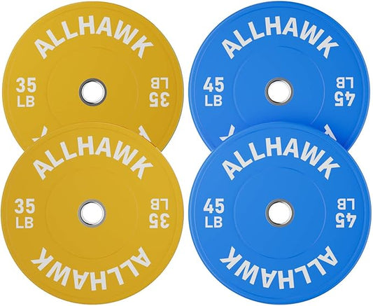 Colored Olympic Weight Plates, 2-inch Rubber Bumper Plate Set for Home Gym Barbell Weight Lifting and Strength Training-StrideForce Fitness